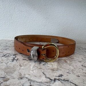 Tony Lama Brown Leather Belt with Gold Buckle